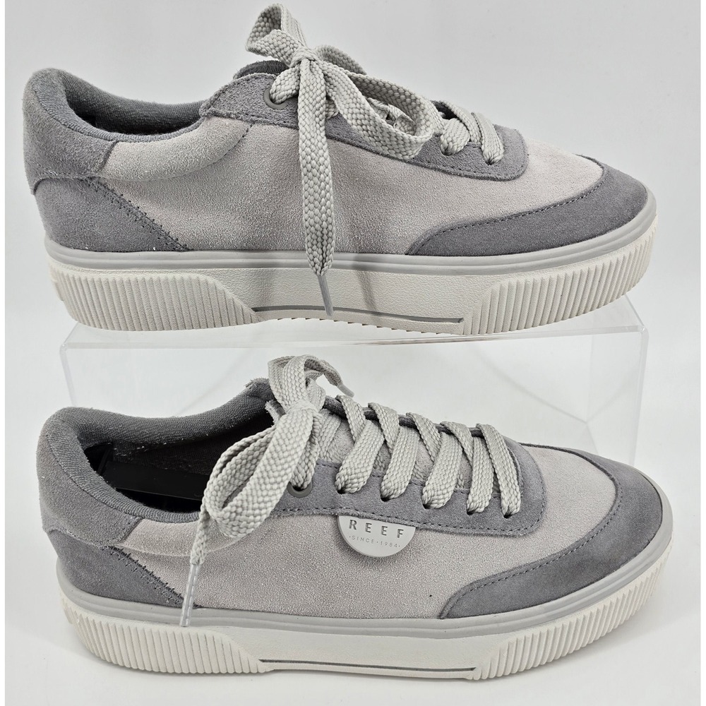 Reef‎ Lay Day Lift Womens 9 Gray Suede Sneakers Cushion Comfort Cork Insole